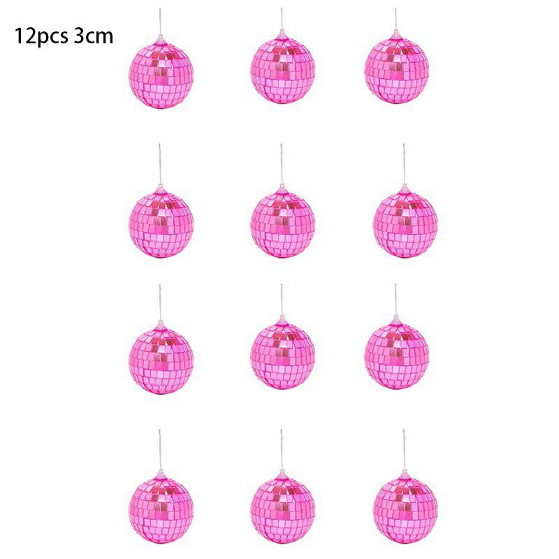 12Pcs 3cm Mirror Ball Disco Ball Stage Light Reflective Rotating Bright Silver Glass Ball Wedding Party Christmas Home KTV Decor