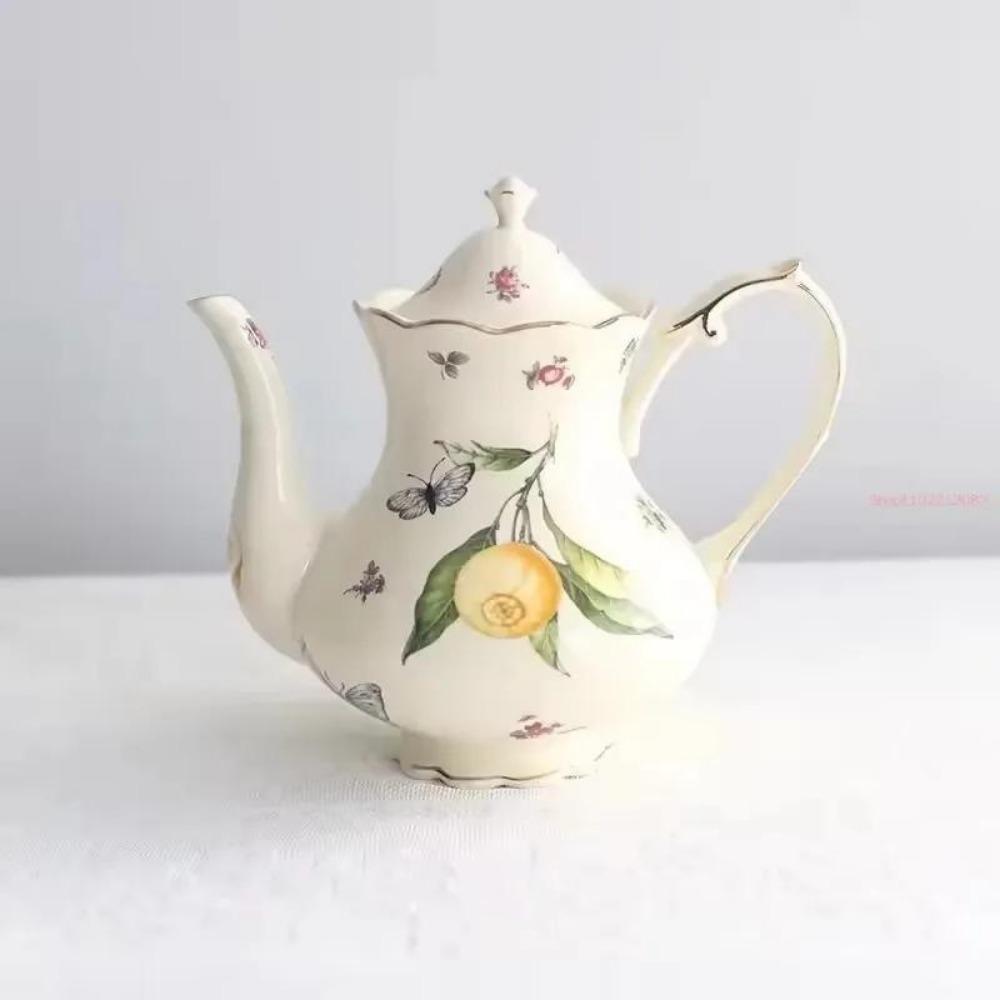 European Style Lemon Pattern Cups, Tea Cup Saucers Steak Plate Bowl Plate Dinnerware, Cute Coffee Mug Afternoon Tea Tableware