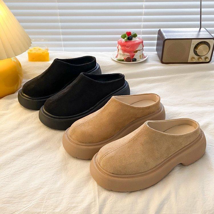 Baotou Half Slippers Thick-soled Women's Outer Wear 2024 New Casual Big Head One-pedal Bread Muffin Lazy Boken Shoes