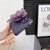 Luxury Dark Purple Ice Velvet Flower Case with Wrist Strap for Samsung S22FE & S23ULTRA