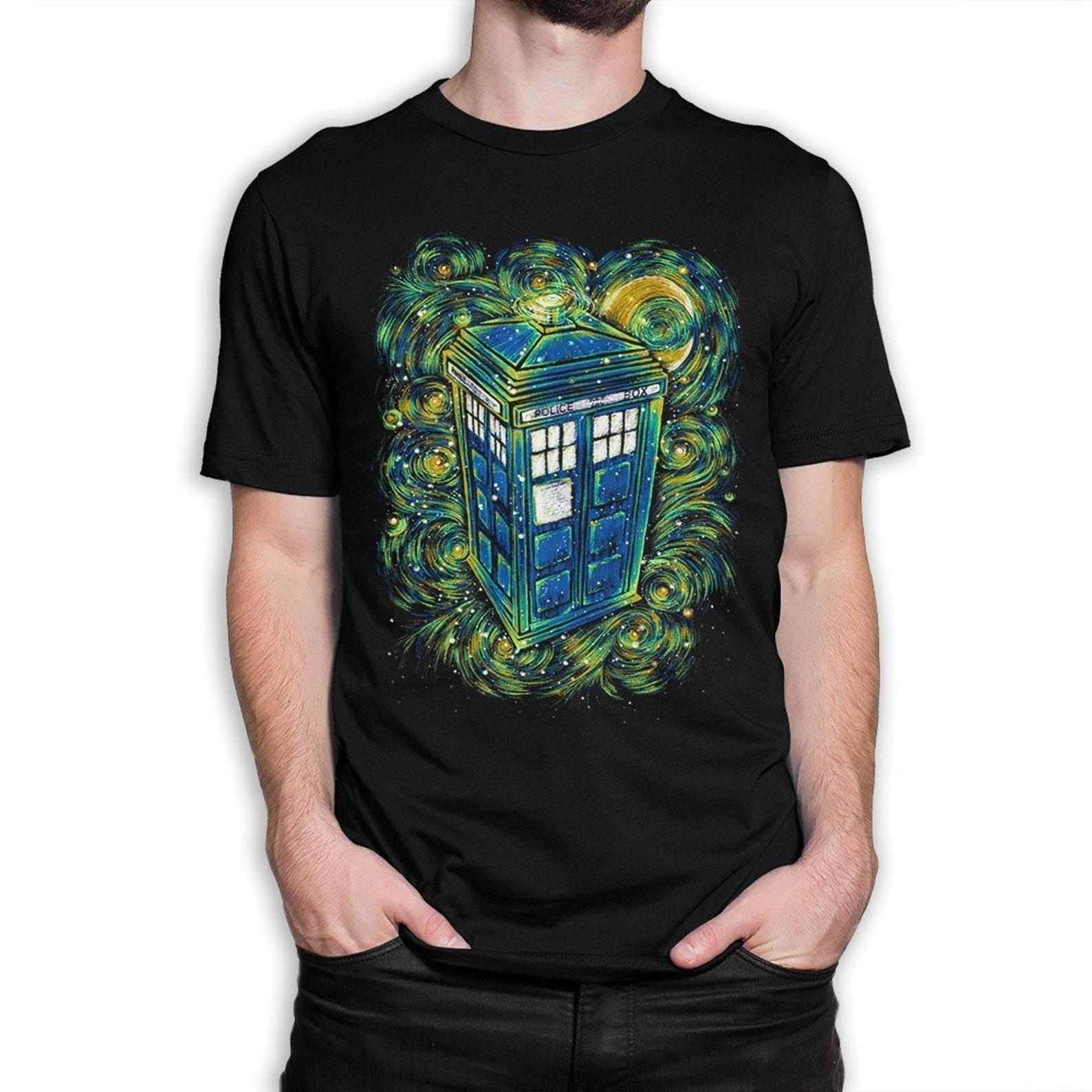 Police Box Starry Night T-Shirt, Vincent van Gogh Shirt, Men s Women s All Sizes (pfa-224) 3XL