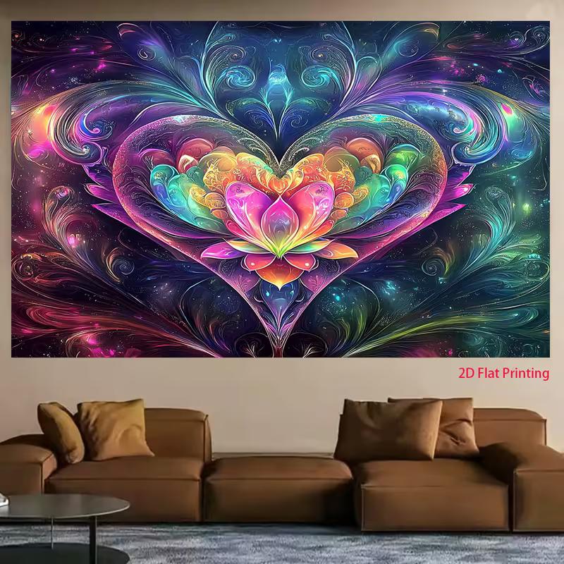 2D Psychedelic Neon Heart Backdrop Lotus Cosmic Photography Background