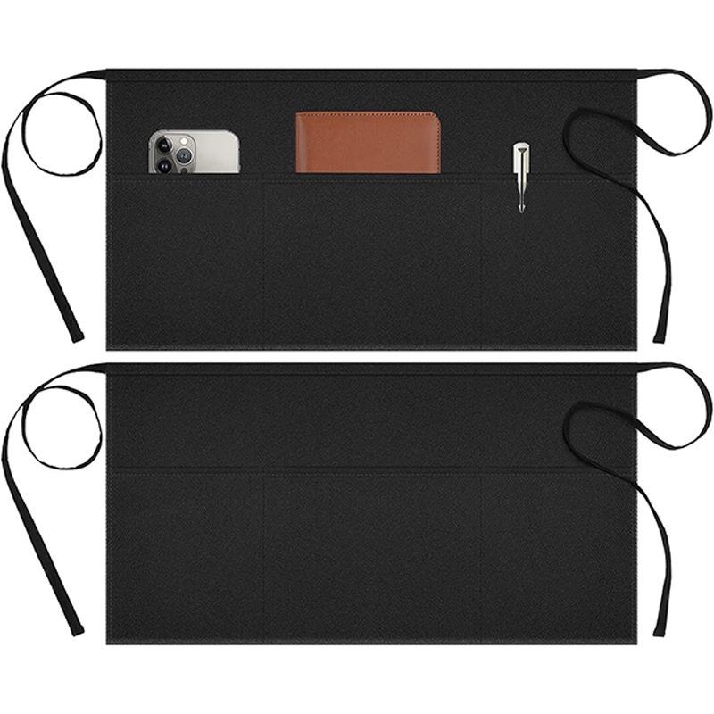 Waterproof Server Waist Apron – Black Stain Resistant RestaurantBreathable & Lightweight – Perfect for Hotel Kitchen Bistro Cafe
