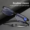 Herren Vollrand Business Lesebrille Damen HD Blaulichtfilter Anti-Müdigkeit Metallrahmen Alterssichtbrille +1,0 bis +4,0