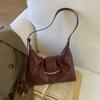 Vintage Underarm Bag for Women Minimalist Shoulder Crossbody Purse Fashion Handbag Sle Wrinkles High-End Feeling Shoulder Bag