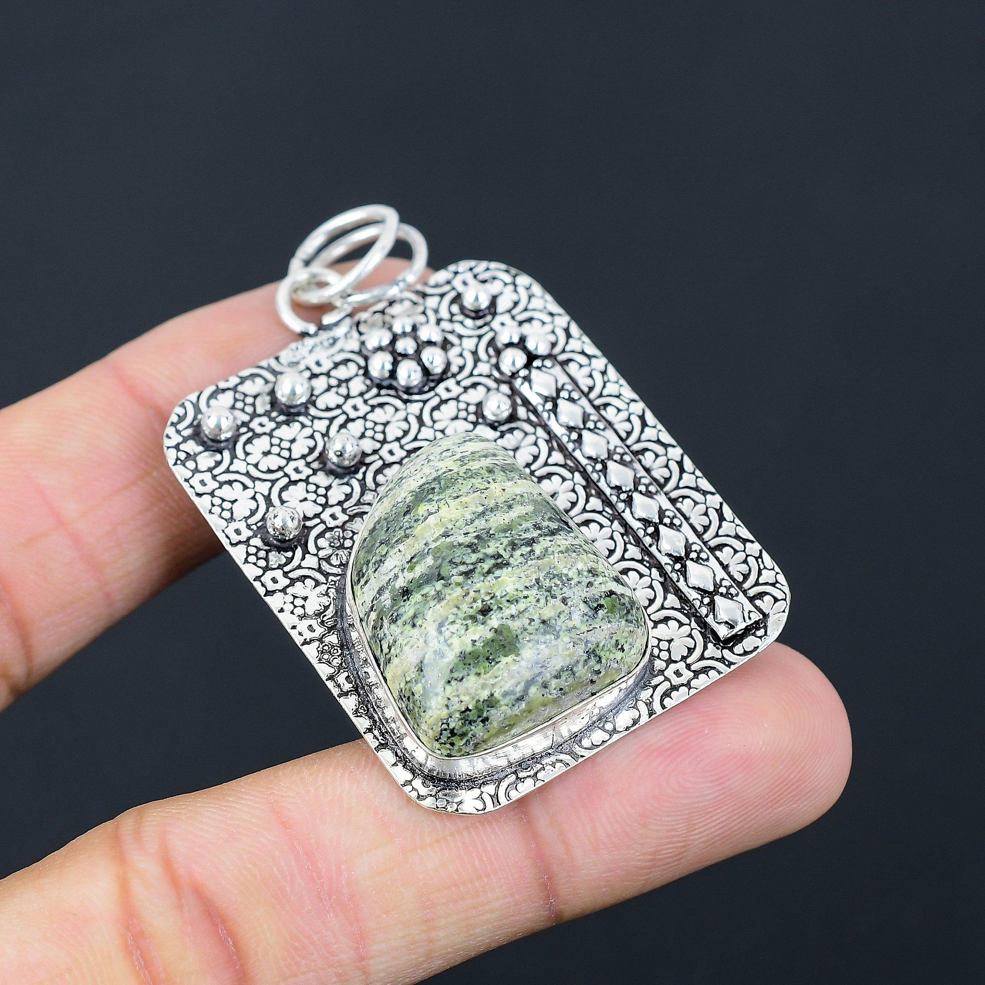 Friendship Day Deal 925 Sterling Silver Natural Green Swiss Opal Pendant Jewelry