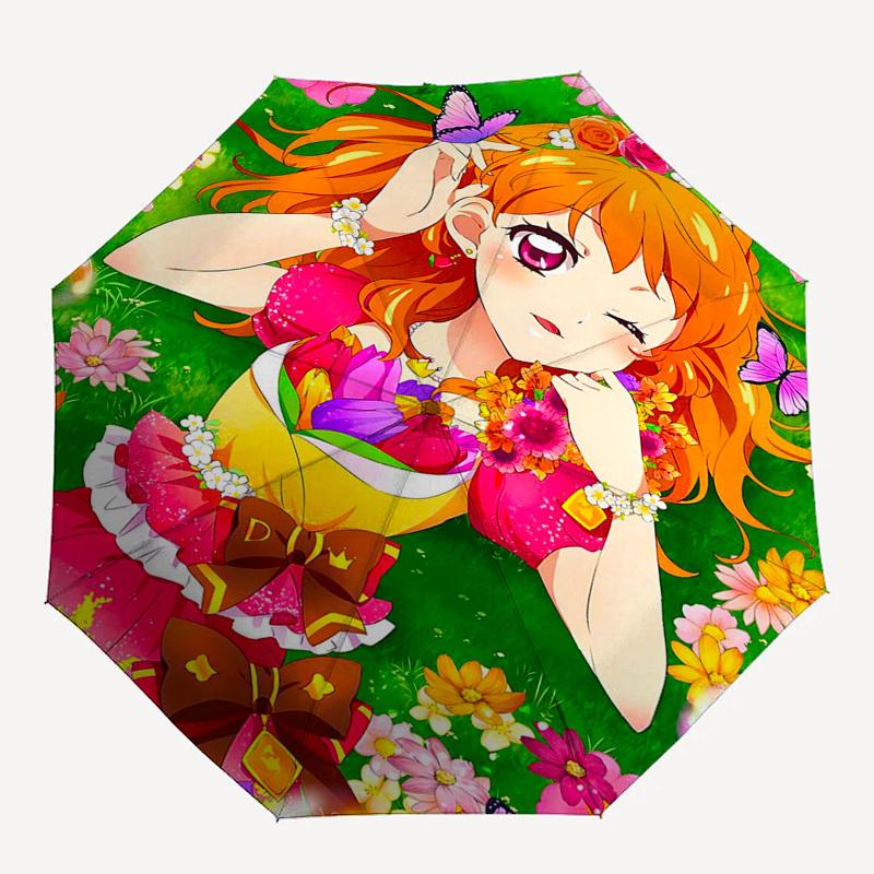 1pc Doremi Fairy Outdoor Umbrella - Automatic Opening/Closing, Portable 3-Fold Design, 8-Bone Iron Frame, Perfect Gift for Fans, Travelers, Daily Use,