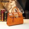 Women's Large-capacity Business Lock Platinum Bag Crocodile Pattern Leather Women's Bag One-shoulder Hand Bag