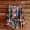 Women's Fashion Long Sleeve Christmas Snowman Snowflake Print Jacket Cardigan