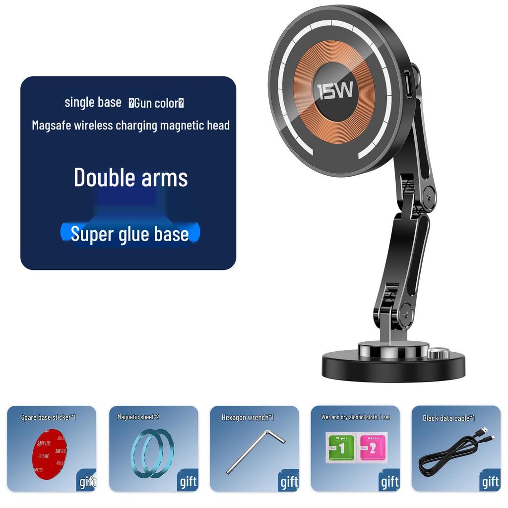 Foldable Magnetic Car Mount & Fast Charging Phone Holder with MagSafe Compatibility