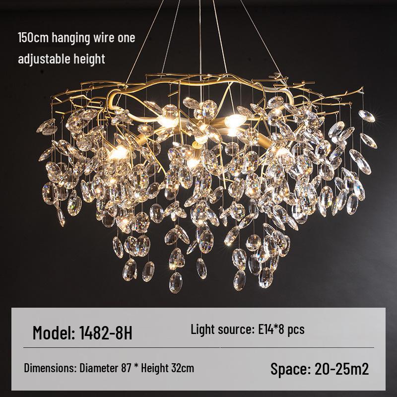 Firefly Branch Crystal Pendant Lamp - Post-modern Luxury Lighting for Living Room, Bedroom, and Dining Room.