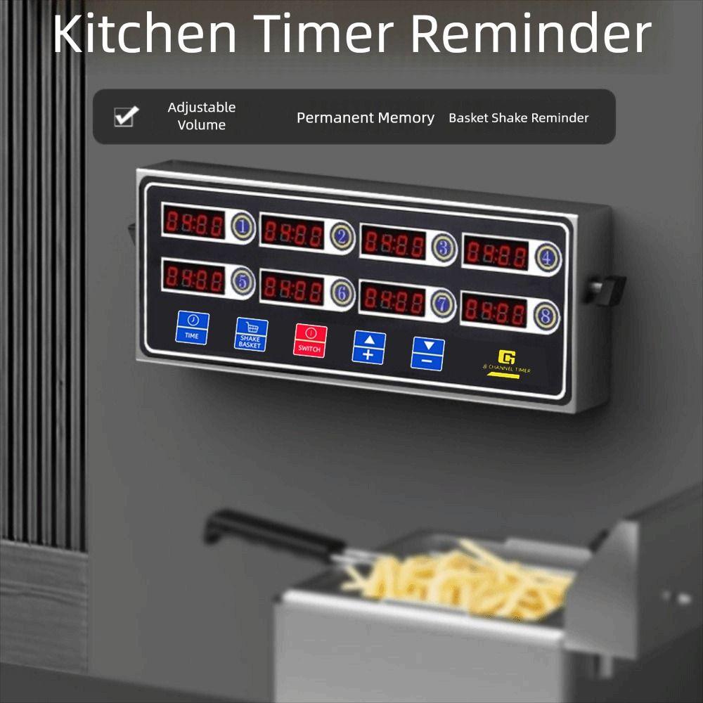 Timer da Cucina Commerciale con Alloggiamento in Acciaio Inossidabile Timer Conto alla Rovescia a 4/6/8 Canali Negozio di Hamburger