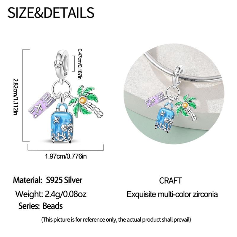 Original Charms Copper Summer Coconut Grove Holiday Charm Fits 3Mm Original Bracelet For Women Diy Jewelry Gifts New In