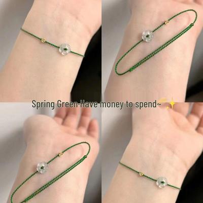 Spring Green Bestie Hand-Woven Bracelet: Minimalist & Elegant Couple Gift