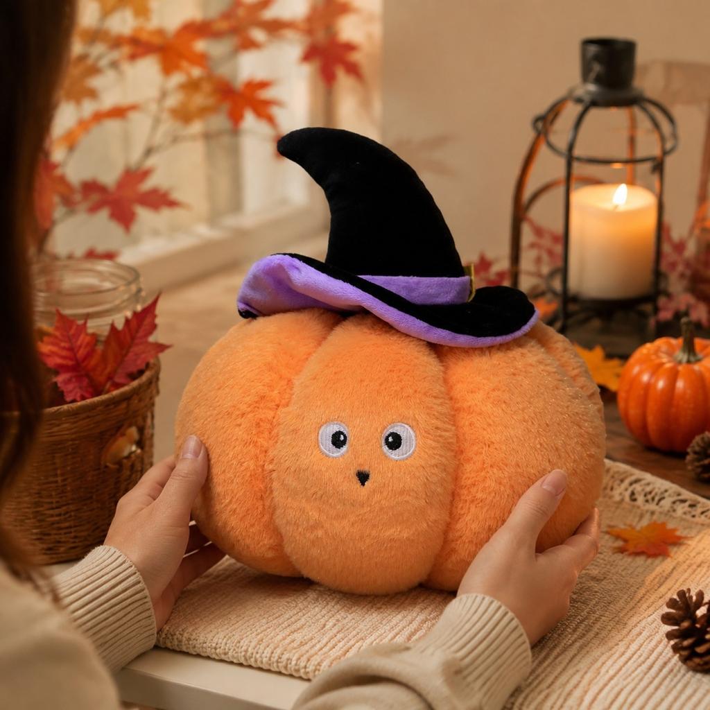 Halloween Pumpkin Plush, Stuffed Toy Decoration for Holiday Party Home Decor