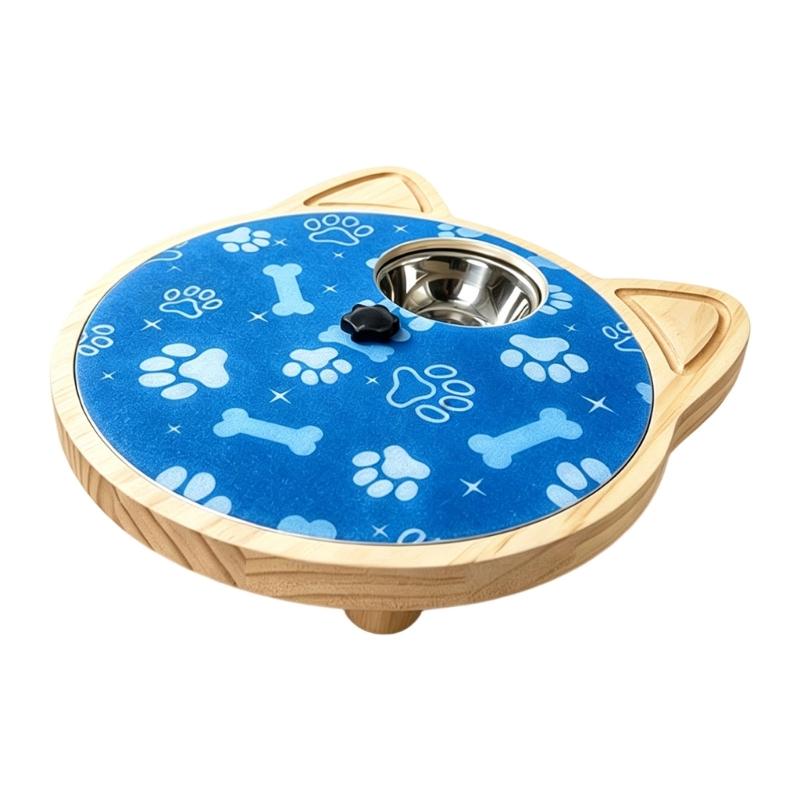 Dog Nail Board With Metal Treat Bowl for Puppies Medium and Large Dogs, Wooden Scratch Station for Indoor Reward Routine and Daily Dog Play