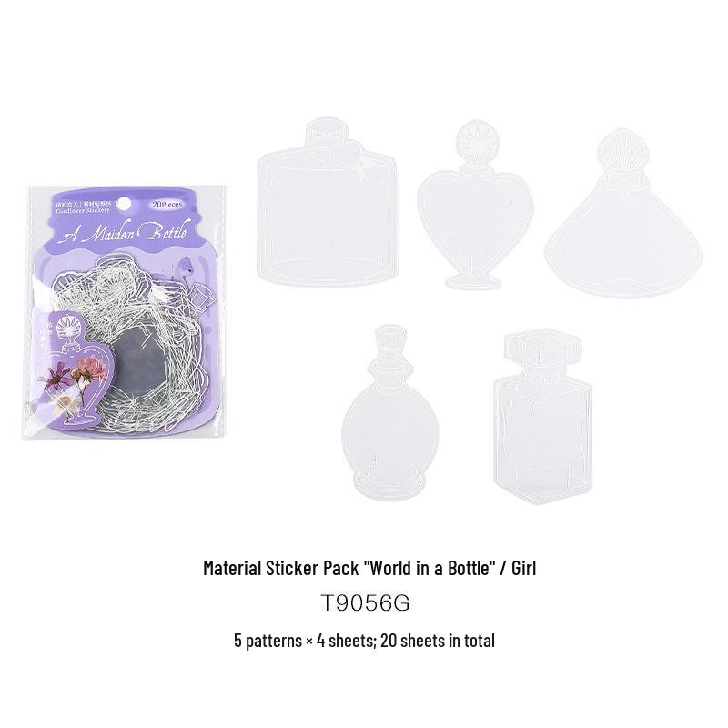 

Xin s Lover: World in a Bottle PET Sticker Pack - 20 Sheets of Dried Flower Journal Decor, 6 Designs