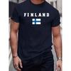 Finland National Flag Graphic Print Short Sleeve Tshirt Men Oversized Cotton Casual Daily Streetwear Fashion Tee Top