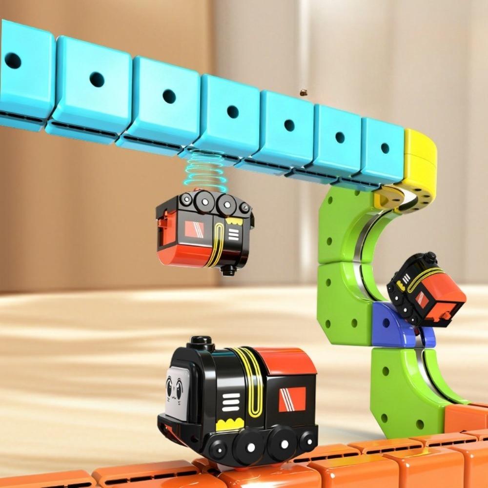Electric Magnetic Rail Racing Cartoy Diy Magnetic Construction Tracks Development Learning Educational Christmas Gift For Kids
