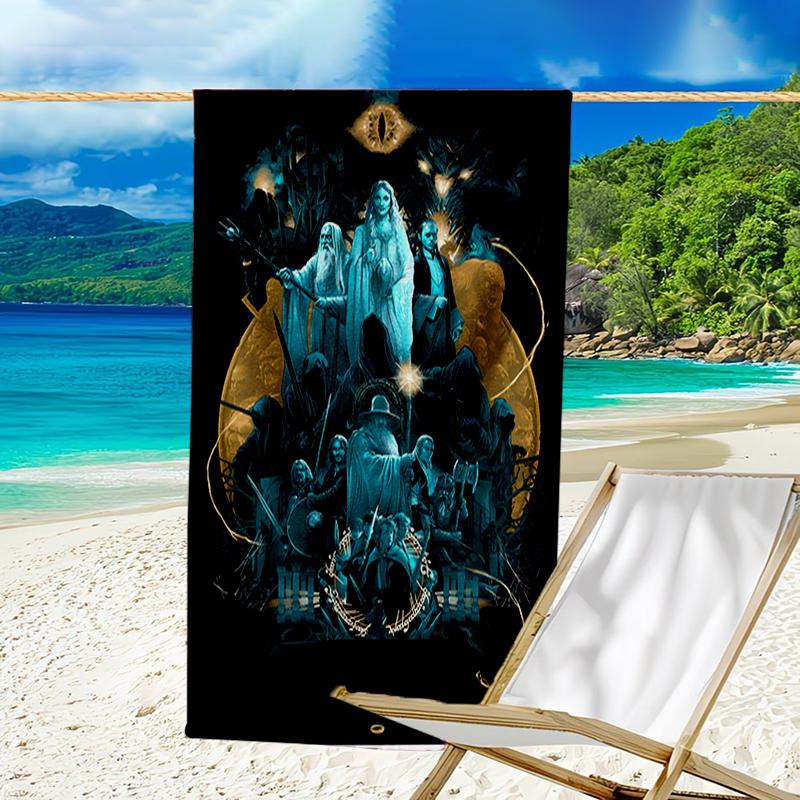 proof beach towel with a The Lord of the Rings pattern - soft,absorbent,quick-drying,machine washable - perfect for swimming,camping,bathing