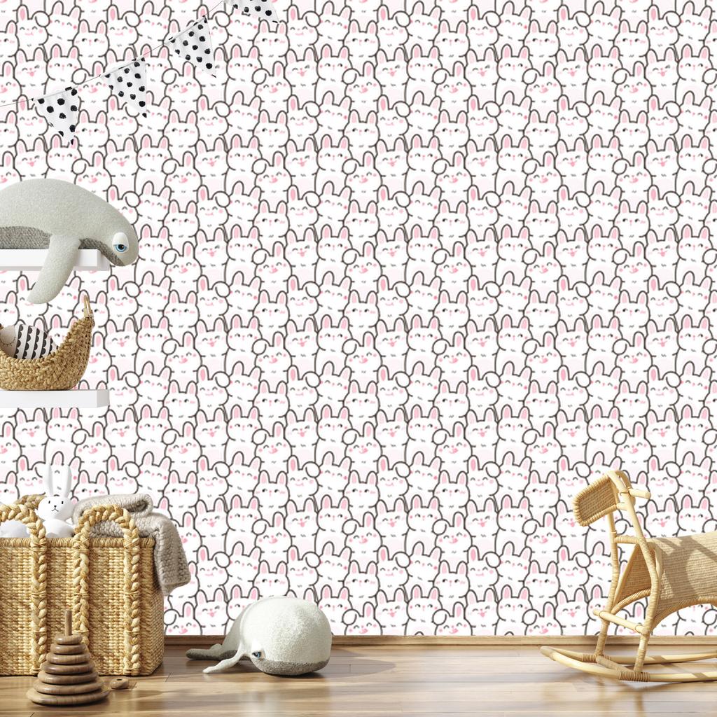Smiling Rabbits Wallpaper for Living Room and Bedroom 50x1000