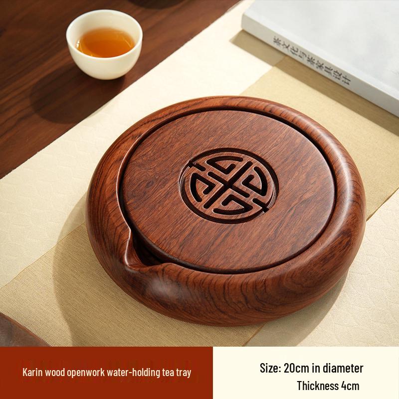 Walnut Chinese Style Solid Wood Tea Tray for Gongfu Tea Ceremony - Compact Water Storage for Home or Office Use