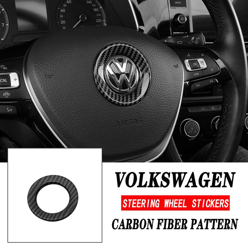 Voor VOLKSWAGEN Auto Koolstofvezelpatroon Logo Stuurwiel Decoratie Sticker Accessoires Voor VW GTI Polo Golf 5 6 Passat Sciro