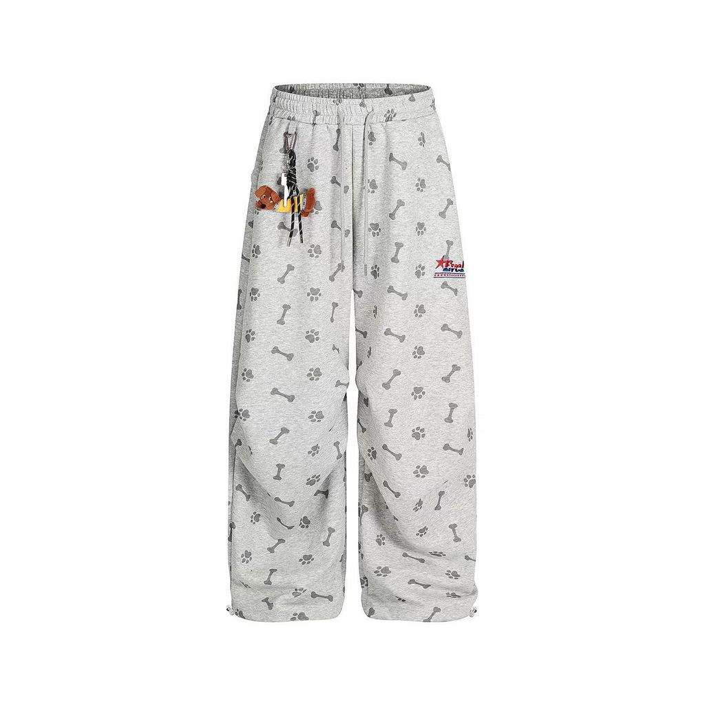 Pantalon de survêtement large à motif chat de dessin animé graffiti pour femme 2025