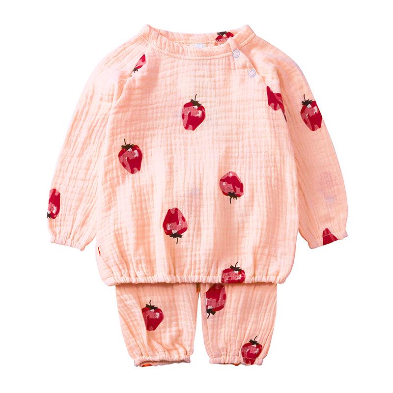 Cartoon-Druck Kleinkind-Pyjama-Set - Langarm, Druckknöpfe an der Schulter für Jungen & Mädchen