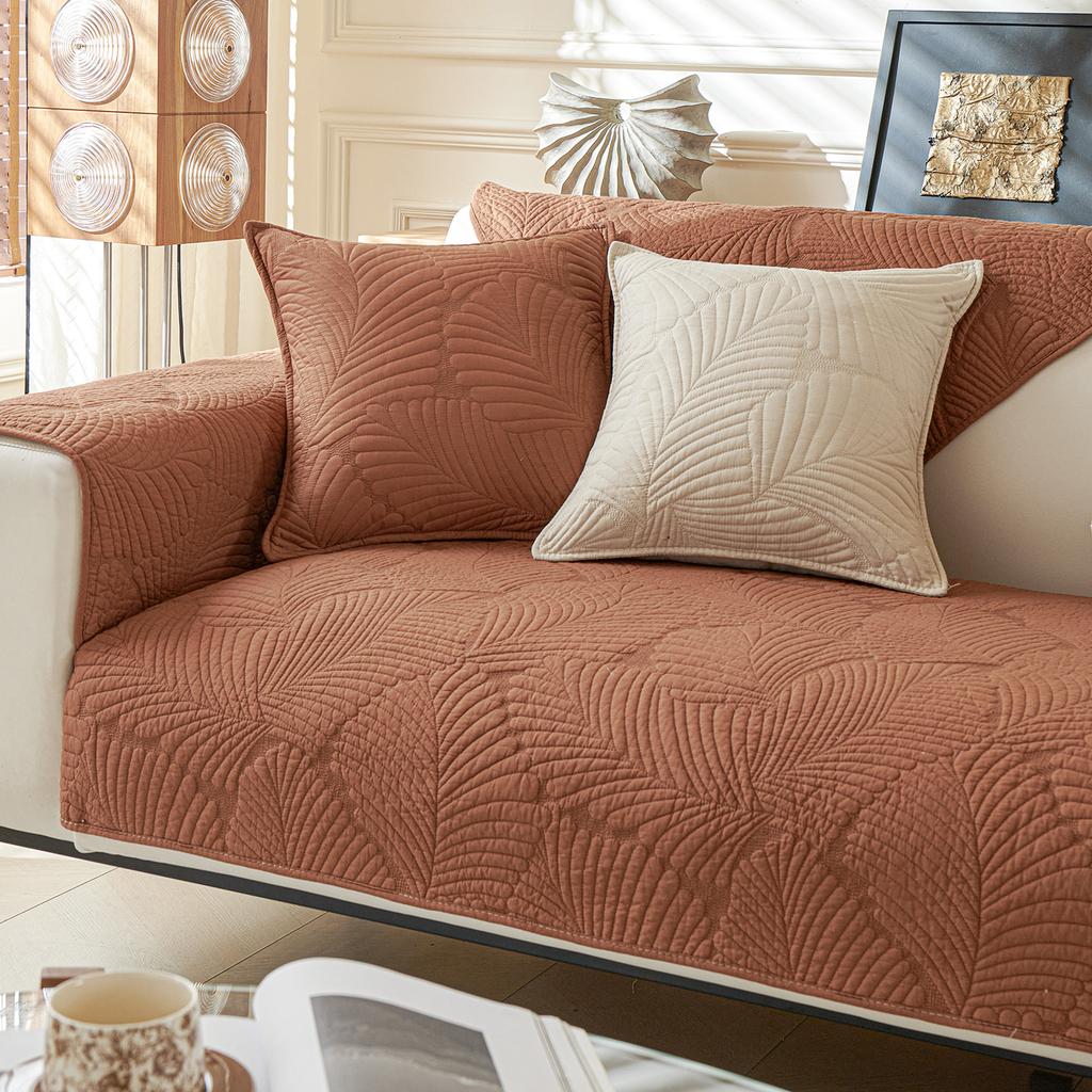 Nordischer Einfacher Einfarbiger Sofakissenbezug Universell für Alle Jahreszeiten, Rutschfester Baumwoll-Sitzkissenbezug aus Reiner Baumwolle, Einfaches Modernes Sofabezug-Handtuch