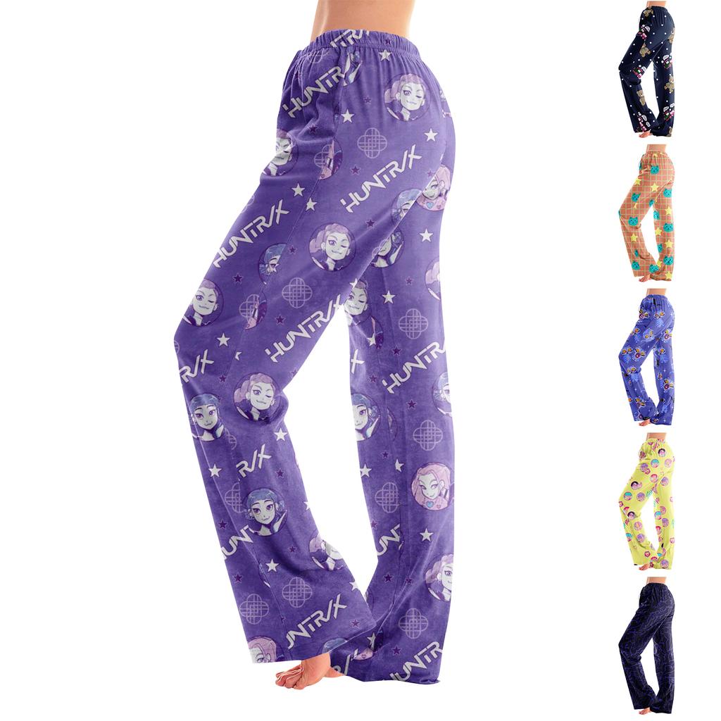Pajama Pants Sleepwear Casual Drawstring Elastic Waist Pants Comfy Straight Yoga Loose Trousers