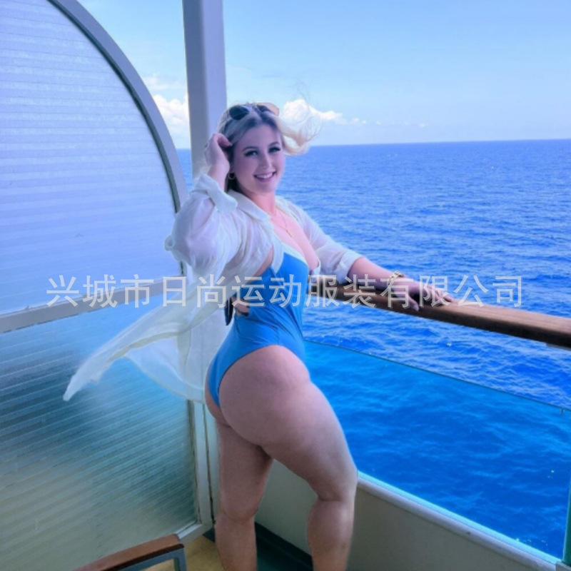 Swimsuit New Women's Contrasting Color Splicing Sexy Fresh Collar One-piece Bikini One-piece High-waisted Swimsuit Conservative