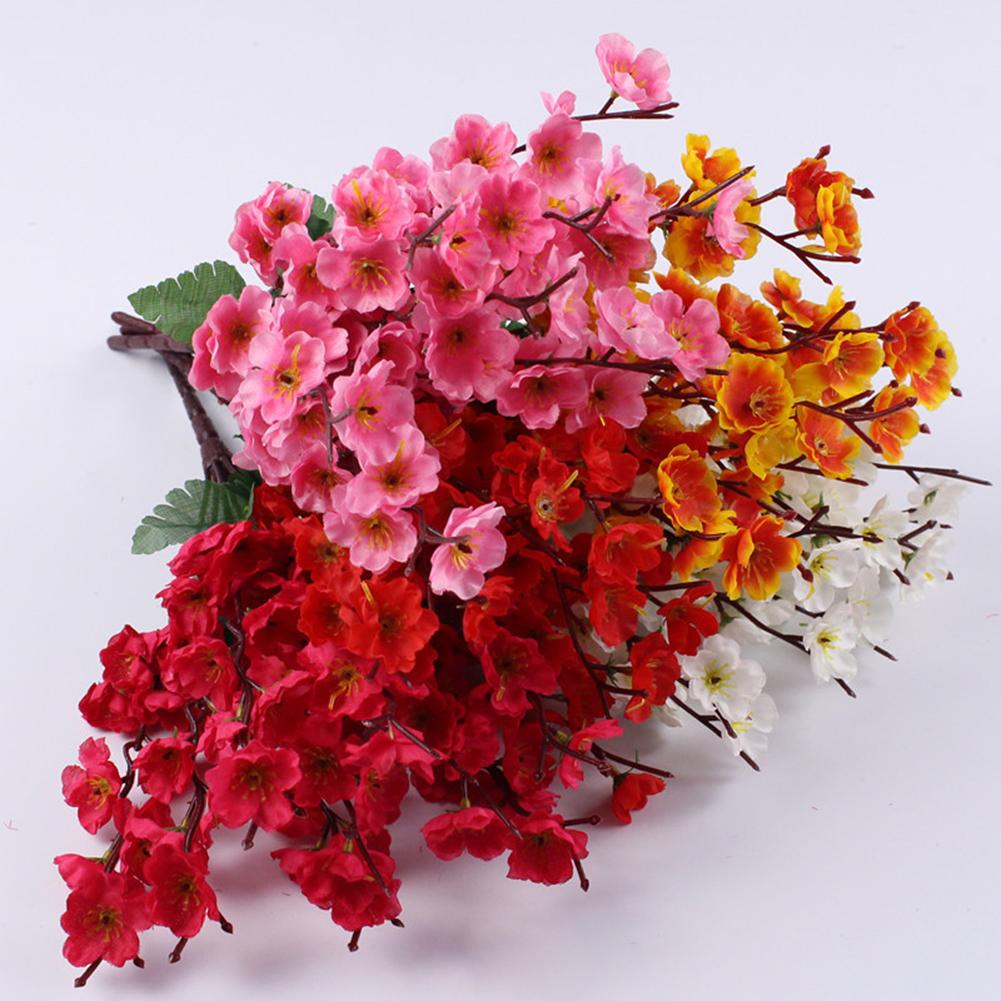 1 Bunch 38cm Artificial Plum Flower Silk Petals Spring Winter Garden Potted Plants Wedding Scene DIY Home Bouquet Decoration