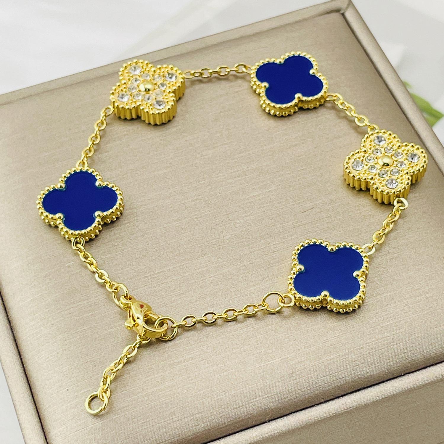 

Бутик 15 мм Большой браслет-четырехлистник Черно-белый Высококлассный Модный Браслет Сетевой Звезды