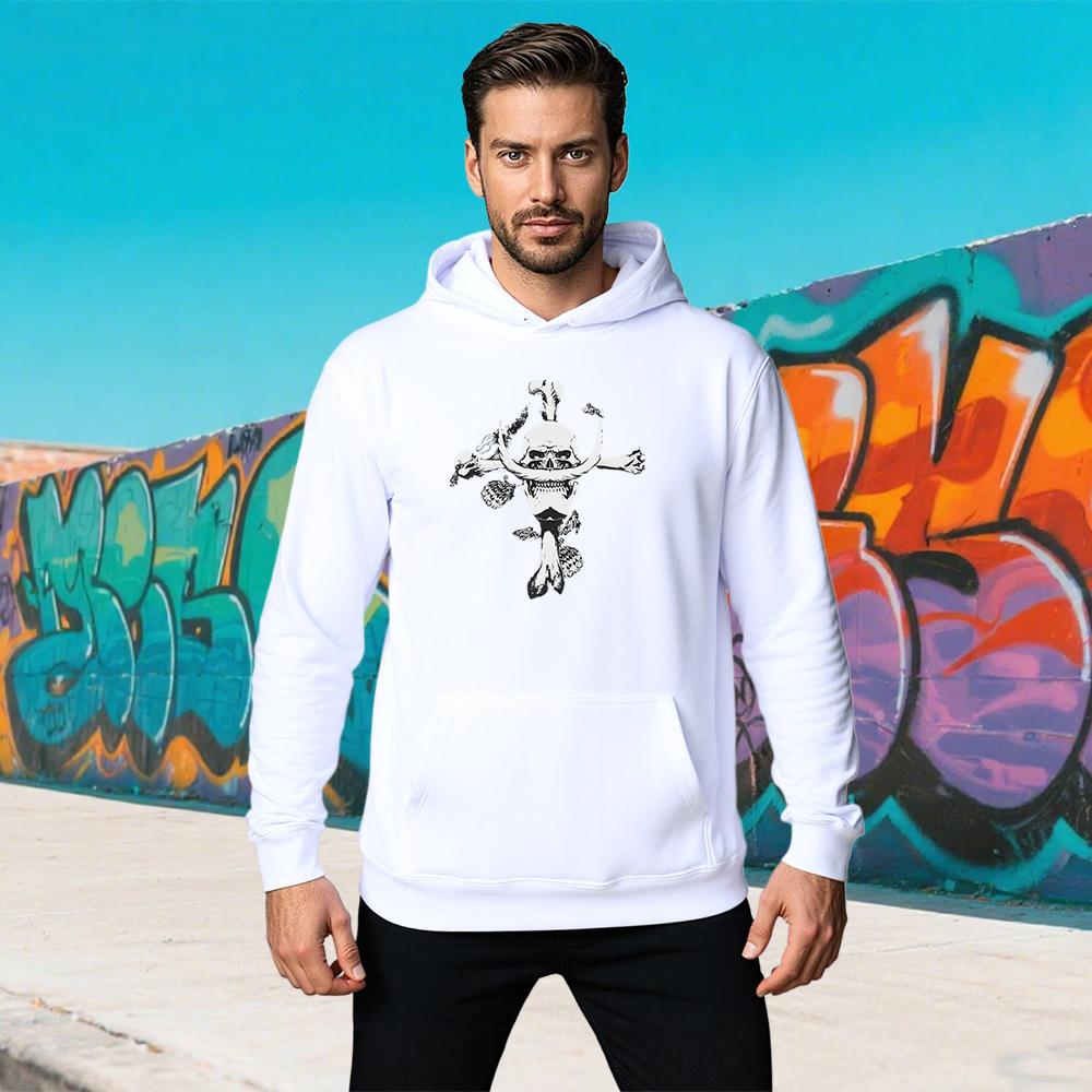 Autumn Skull Print Hoodies Womens Punk Sweatshirt Long Sleeve Pullover Streetwear Thick Hoodie Casual Y2k Men's Clothing Winter