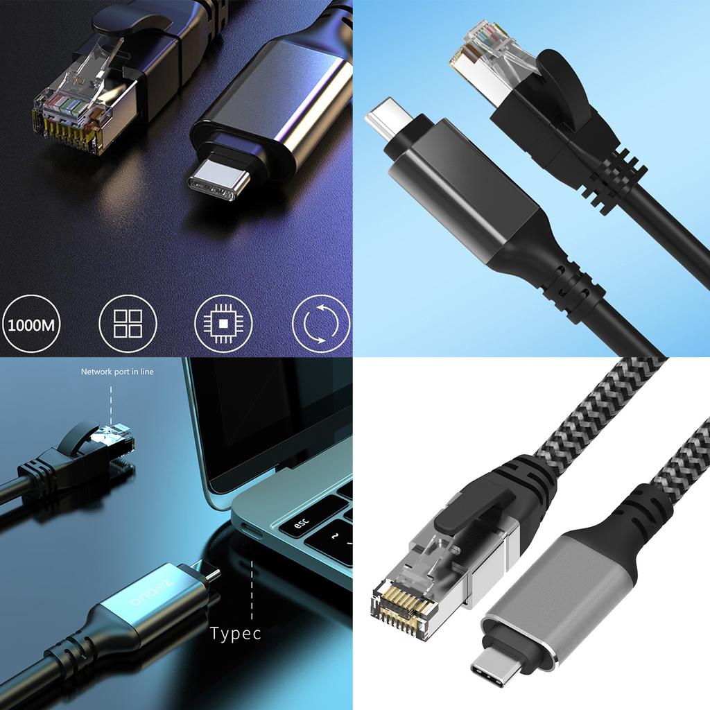 High Speed USB Type C to RJ45 Gigabit Ethernet Adapter Network Cable 1000Mbps Connector for Office and Entertainment