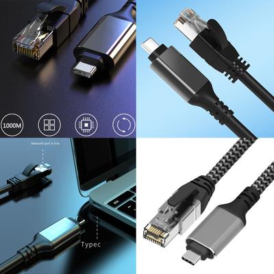Hochgeschwindigkeits-USB-Typ-C-zu-RJ45-Gigabit-Ethernet-Adapter Netzwerkkabel 1000Mbit/s Stecker für Büro und Unterhaltung