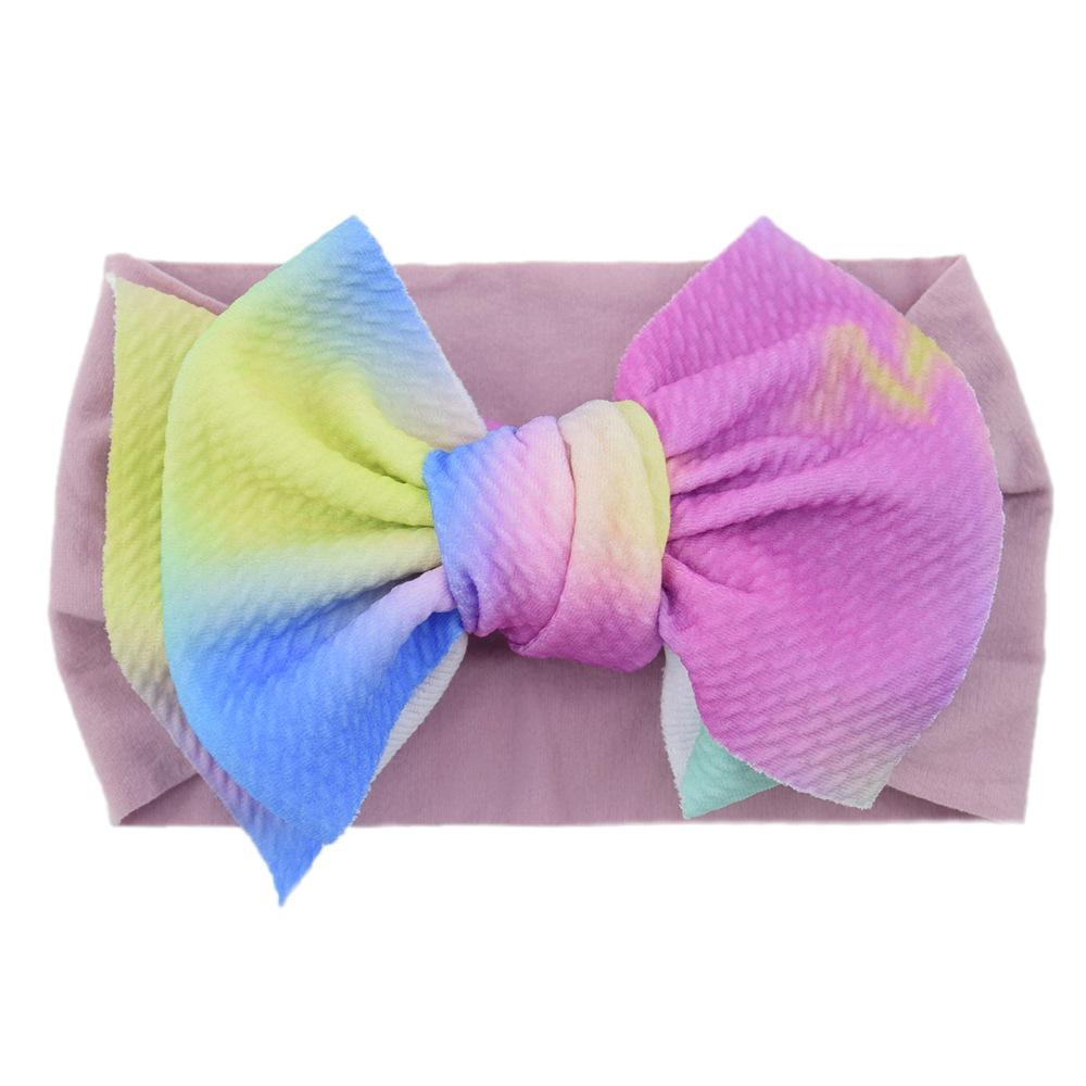 Children'S Printed Large Bow Nylon Headband Soft Elastic Hair Accessories Baby Headgear Baby Stockings Headband