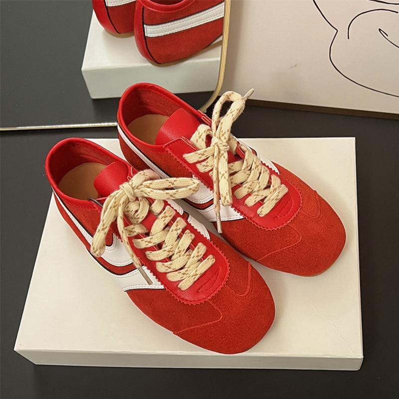 German Training Shoes Women New Genuine Leather Women Sneakers Flat Lace-up Retro Large Size Forrest Gump Shoes Women