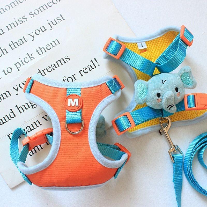 Cartoon Yellow Duckling Traction Chest and Back Set, Cute Small Dog Chest Strap Pet Cat Going Out