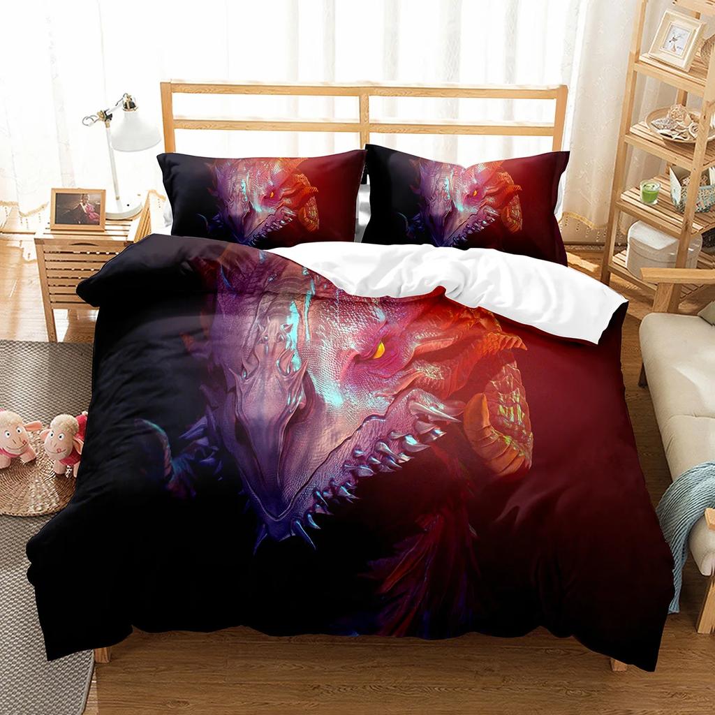 White Dragon Noble Monster and Beauty Duvet Cover Mytholog Faith Animals Theme for Women Men Children Teens Bedroom Decorations