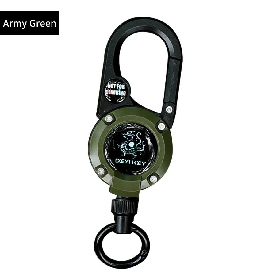 Steel Wire Rope Retractable Pull Reel Carabiner Key Chains Buckle Holder Outdoor Sporty Keychain Multiple Tool Anti-Theft Metal