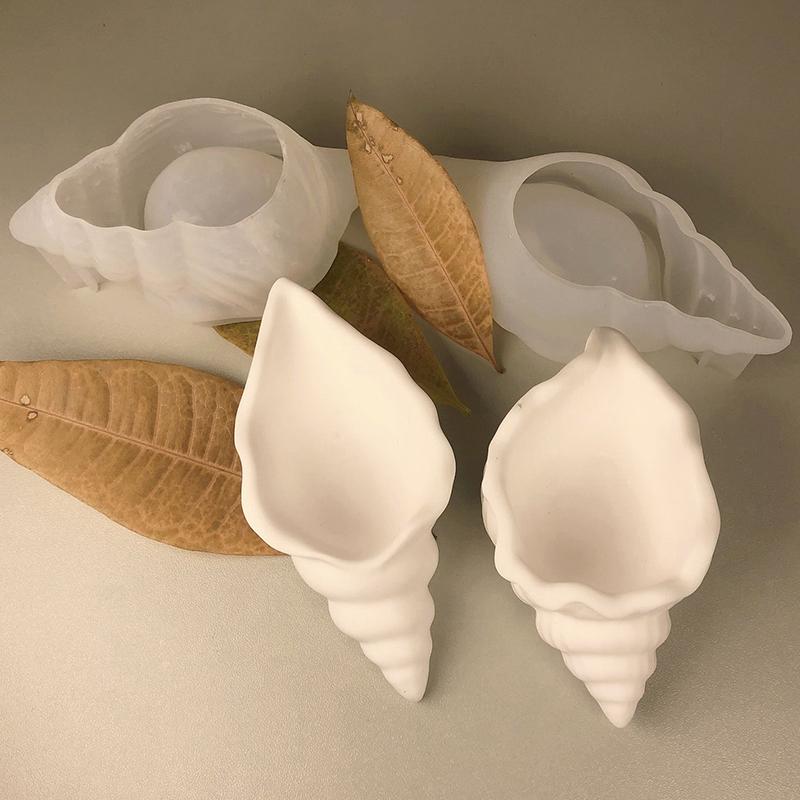 Mini Whelk Concrete Storage Tray Silicone Molds Conch  Candlestick Plaster Jewelry Display Tray Plate Resin Epoxy Mould
