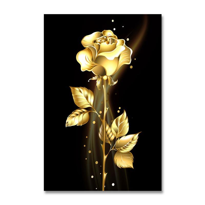 

Скандинавская золотая роза, цветок, настенная живопись на холсте, современный черный абстрактный принт, комбинированный постер для гостиной, домашний декор 20x30cm no frame канарейка желтый