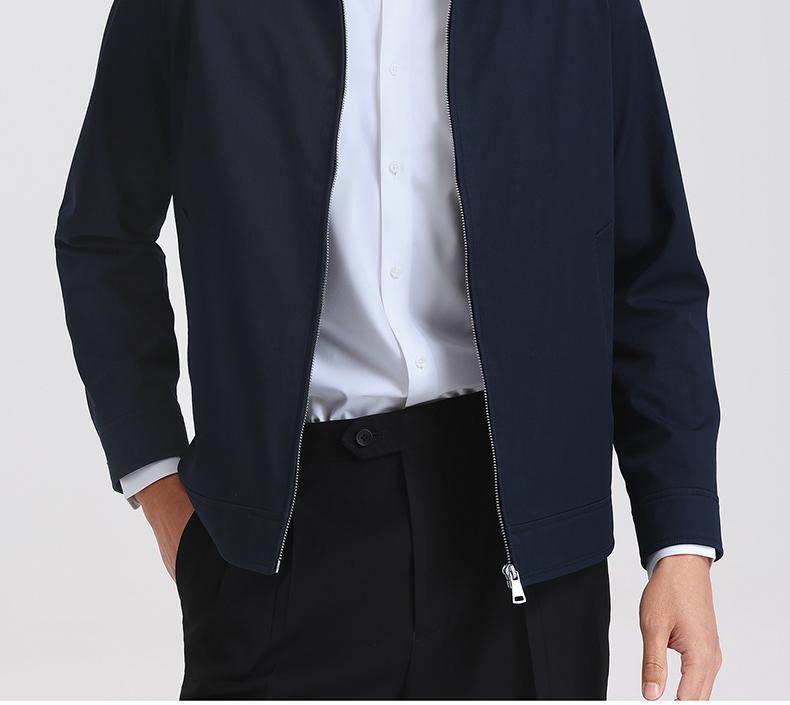 Langdeng Men's Comfortable Pure Cotton Business Executive Collar Straightening Jacket Coat