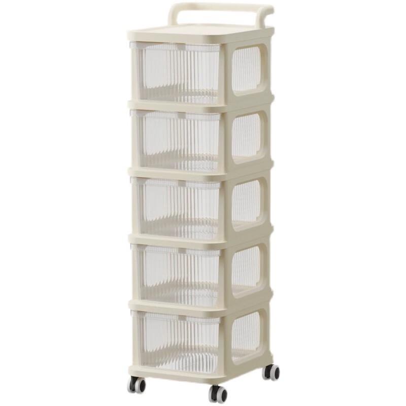 3-Tier Transparent Drawer Rolling Storage Cart