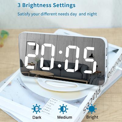 Cyfrowe Budziki Zegar LED Elektroniczny Zegar Biurkowy/ Ścienny do Sypialni Salonu Biura Duży Wyświetlacz Powierzchnia Lustrzana Niditon