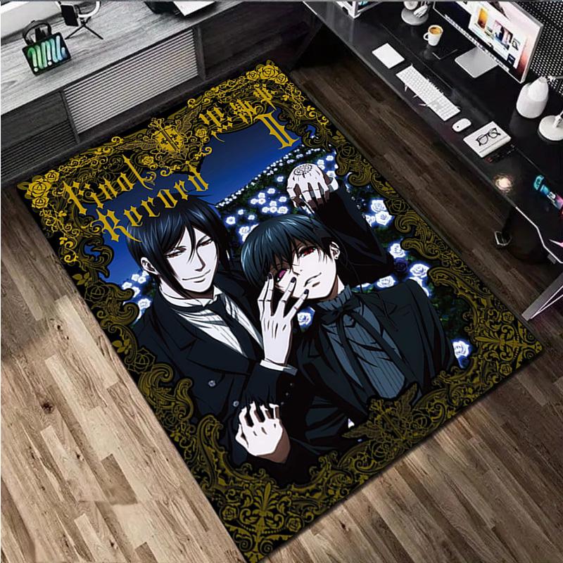 1Pc Black Butler Print Rug - home decoration Carpet For Living Room Bedroom Flooring Computer Chair Area Rug
