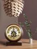130MM Solid Wood Perspective Mantel Clock with Visible Internal Rotating Gears, Office Desk Clock