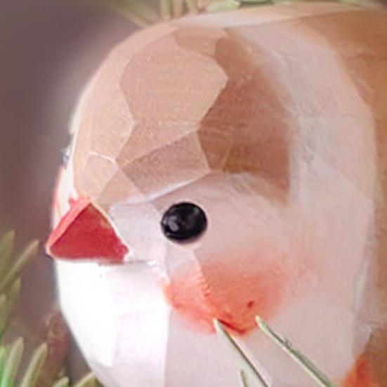 Hand-Carved Painted Wooden Bird Figurine Rustic Small Zebra Finch Statue Sculpture Ornament Decoration for Home Office Living Room